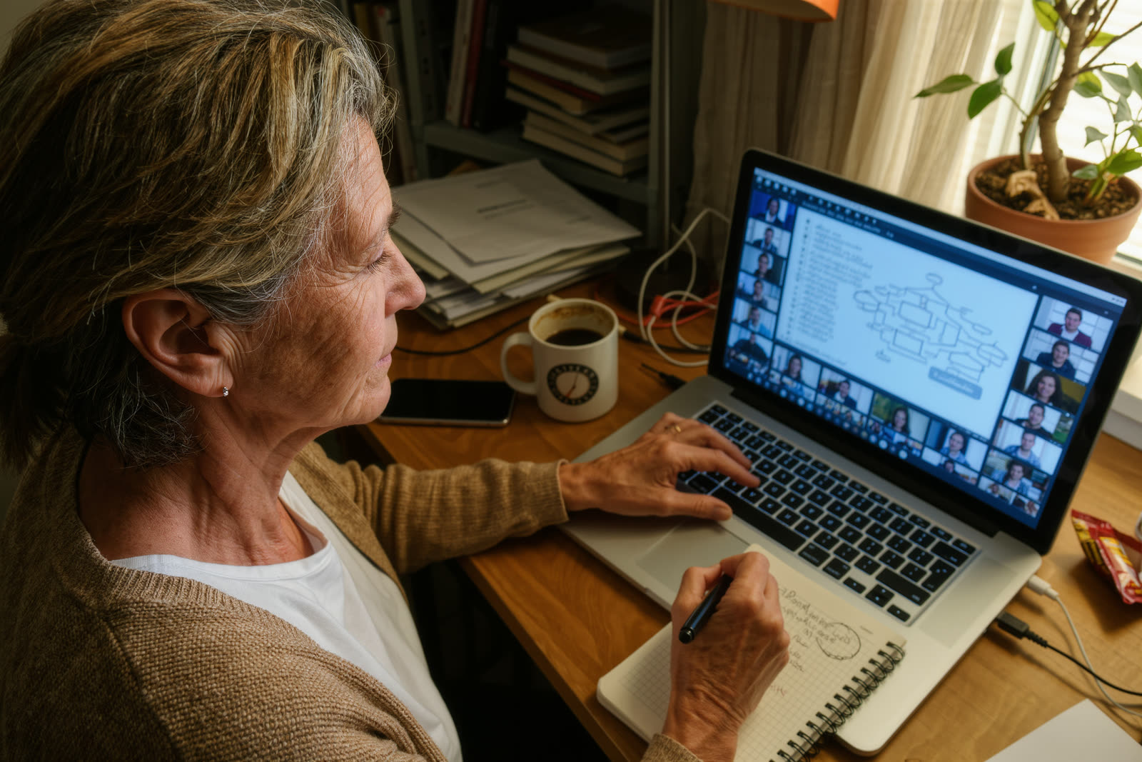 A participant working at a home-office desk during a live virtual Lean Six Sigma training session.